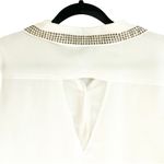 BCX  White Sheer Button Up Rhinestone Blouse M Photo 3