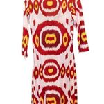 ANTHROPOLOGIE Ranna Gill Silk Kaftan Tunic Ikat Red & Yellow Beaded Size Small Red Photo 1