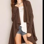 Free People  Womens Brown Wool Blend Knit Y2K Waterfall Cardigan Sweater Small Photo 0