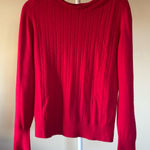 Christian Dior Vintage Pink Red Women's Crew Cable Knit Neck Sweater - M Photo 0