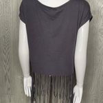 Bershka  blue “ insert love here “ boho festival fringe crop top shirt medium Photo 4