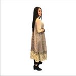 Very Moda Long Duster Cream Lace Embellished S/M Medium Gold Photo 2
