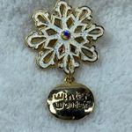 White Glitter Snowflake Winter Wonder Dangle Christmas Holiday Pin Brooch AAI Photo 2