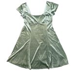 Rewind Green Velvet Mini Dress Size Large, Elastic Back Stretchy Trending Now!!! Photo 2