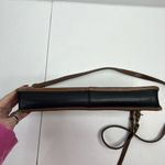 Vintage 70s Swagger Spectator Bag Leather Black Brown Trim Basic Shoulder Bag Photo 8