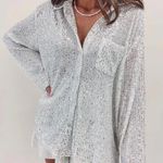 Boutique Indie Collection Silver Sequin Button Down Photo 0