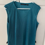 Briggs New York  Blouse Teal Green Pleated Scoop Neck‎ sleeveless Shirt. size 1X Photo 0