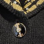 Vintage Black Gold Rhinestone Button Cardigan San Remo Laura Knits Size S Photo 9