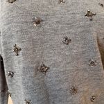 J.Crew Grey Silver Sparkle Beaded Accents Crewneck Sweatshirt Women’s Holiday M Photo 3