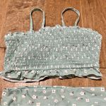 Women’s Floral Ruffle Smocked Two Piece Bikini Swim Suit Blue Size Small EUC Photo 1