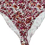 Free People  Intimately Floral Deep V Bodysuit Red Pink Boho Print Size Large EUC Photo 5