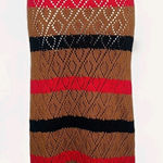 Stella Pardo Paris Talia Crochet Striped Open Knit Flared Pointelle Skirt Sz S Brown Photo 0