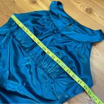 Signature By Sangria Halter Satin Peacock Teal Bodycon Cocktail Dress 14 XL Blue Photo 12