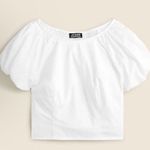 J.Crew Fitted Puff Sleeve Poplin Cropped Top Size 6 New Romantic Feminine Girly Photo 1