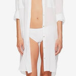 Seafolly  White shirt dress size Medium Cotton Cover Up Tie Waist Minimalist Chic Photo 0