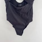 Aerie Ribbed Knot One Piece Swimsuit Full Coverage Black Small Photo 4