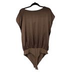 EXPRESS Chocolate Brown Satin Cowl Neck Gramercy Bodysuit Sz XL Women’s Photo 1