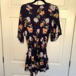 Abercrombie & Fitch Navy Blue Floral Kimono Wrap Romper Size M Tall Photo 7