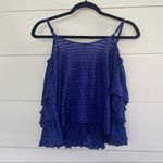 Free People Blue Sheer Striped Tank Top Photo 3