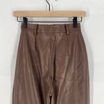 Meshki  Tyra Straight Leg Pants Womens XS Faux Leather Chocolate Brown High Rise Photo 7