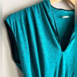 Vintage 70s 80s Teal Comma Print Dress w/ Double Rope Tie Belt quirky unique Blue Photo 1