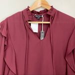Velvet Heart  Women’s Long Sleeve Ruffle V Neck Blouse Wine Size Small NWT Photo 2