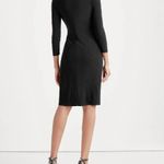 Ralph Lauren LAUREN Black 3/4 Sleeve Ruched Jersey Surplice Dress Women's 14P Photo 1