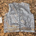 Saylor  Remie Platinum Sequin‎ Back Zipper Cropped Top sz L NWT Photo 4