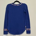 Free People Royal Blue Waffle Knit Thermal Long Sleeve Boho Distressed Size XS Photo 1