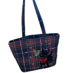 Vera Bradley  Velvet Scottie Dog Blue Red Quilt Plaid Tote Christmas Bag Holiday Photo 1