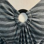 Iz Byer Batwing Dolman Sleeve Gray Top Striped Blousey Womens Small Photo 3