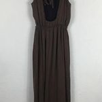 ZARA Empire Waist Brown Satin Open Back Slit Maxi Dress Size XS Photo 14