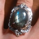 Malagasy Labradorite 18K Yellow Gold Plated and Platinum Bond Ring (Size 7) Photo 11