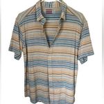 Linen stripe button down skirt XL Blue Photo 0