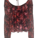 Free People  Womens Up for Anything Western Smocked‎ Tie Closure Top Size Small Photo 0