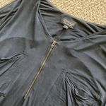 Topshop Off Black Slouchy Front Zip T-Shirt Dress Short Sleeve Size 4 Grey EUC Photo 5