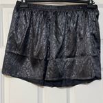 Ekouaer NWT Black Jacquard Satin Black Animal Print White Piping Shorts PJs Set Sz Large Photo 4