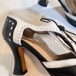 Anyi Lu Black White Leather Oxford Lace Up Heels Womens 7 Classic Preppy Fall Photo 5