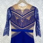 Three Floor  Cobalt Blue Lace Sheer‎ Illusion Ruffle Hem Mini Dress XS Photo 2