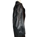 Vintage Winlit Leather Trench Coat S Black Paisley Embossed 80s Western Korea Photo 5