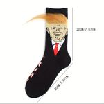 1 Pair Brand New Funny Donald Trump Navy Blue‎ Hairy Socks Blue Photo 4