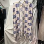 Haptics by Holly Harper Womens 2x Blue‎ White Floral Kimono Rayon Coastal Photo 1
