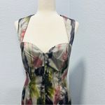 Jay Godfrey Size 8 Multicolor Shimmer Satin Abstract Cocktail Pencil Dress Silver Photo 4