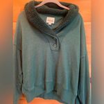 American Eagle  Womens M Pullover Long Sleeve Shawl Collar Sweatshirt Green Photo 0