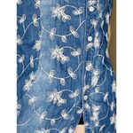 Tribal Blue & White Floral Embroidered Denim Jean Button Down Shirt Size 8 Photo 6