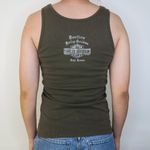 Harley Davidson Y2K 2007 Army Green Sparkly Logo Tank Top Photo 3