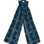 Cleobella Low Neck Halter Wide Leg Teal & Cream Jumpsuit Pockets Size XS Photo 0