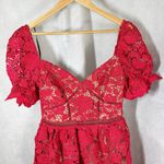 Self Portrait Fuschia Flower Lace Mini Dress Size US 8 Photo 8