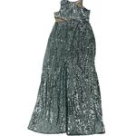 Toccin Dress Womens 4 Blue Sequin Cut Out Gown Formal Long Mesh Cocktail Party Photo 5