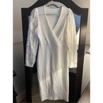 NEW Semi Formal Bishop Sleeve V Neck Bodycon Midi Dress M White Size M Photo 2
